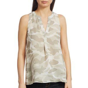 Joie 'Aruna' Camo-Print Sleeveless Silk Top, Silver Sand
